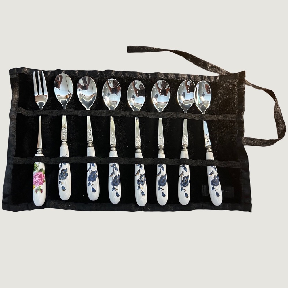 $50.43
8 Stainless 18/10 Tea Spoons & fork Dessert Spoons Floral Design Ceramic